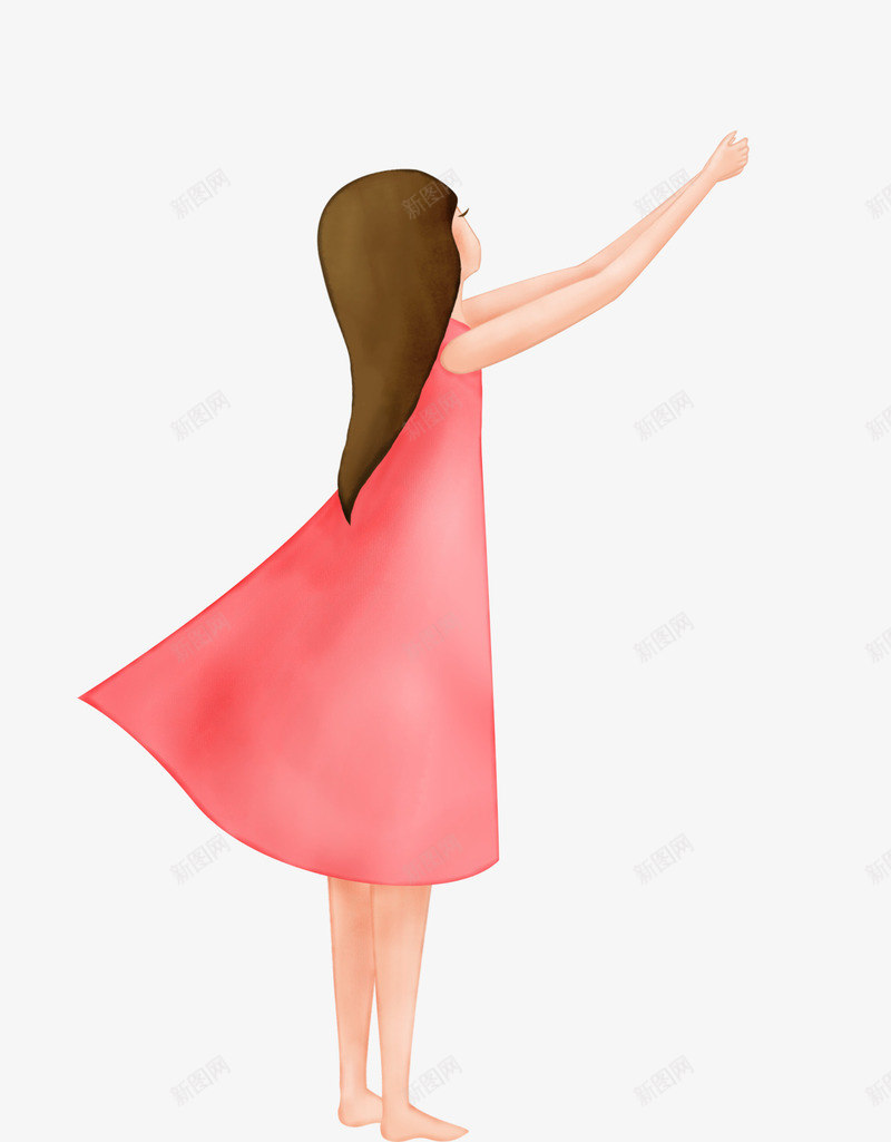 红裙少女png免抠素材_88icon https://88icon.com 小清新 少女 插画