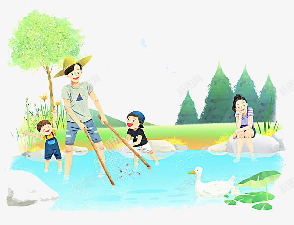 海水里的一家四口png免抠素材_88icon https://88icon.com PNG 一家四口 卡通 捞鱼