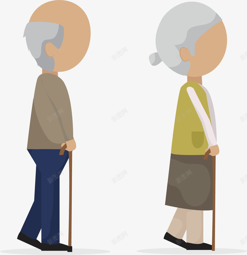 拄拐棍的老人png免抠素材_88icon https://88icon.com 人物 卡通 老人