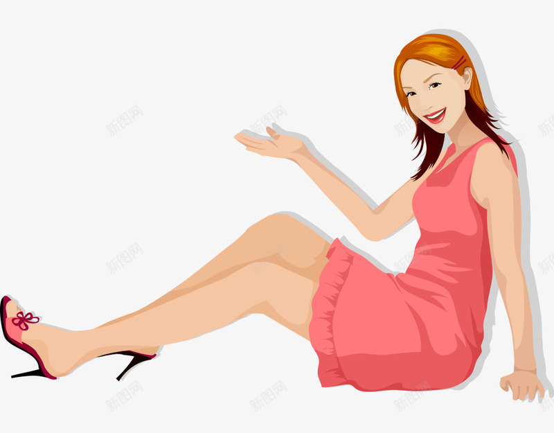 卡通手绘长发高跟鞋性感美女png免抠素材_88icon https://88icon.com 卡通的人物 手绘的美女 长发的美女 高跟鞋的性感美女