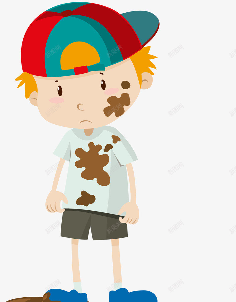 泥巴男孩png免抠素材_88icon https://88icon.com 一个 卡通 手绘 棕色 泥巴 男孩 简图 红色 蓝色