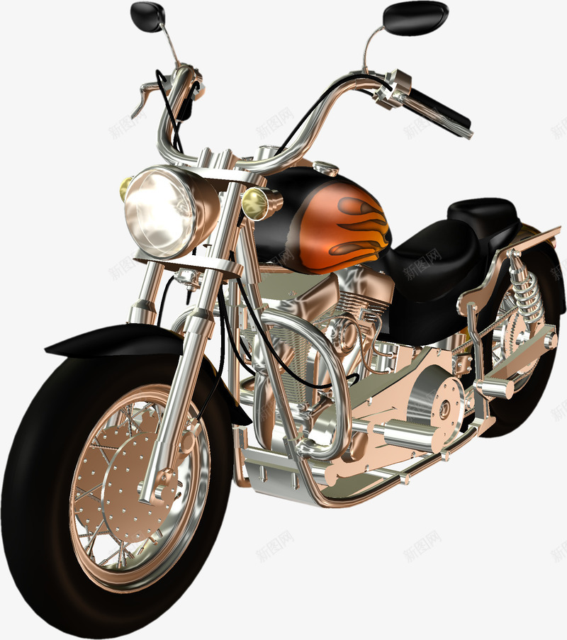 复古炫酷摩托车png免抠素材_88icon https://88icon.com moto 交通工具 哈雷 摩托车 机车
