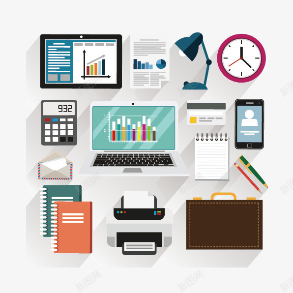 互联网电子商务金融矢量图ai免抠素材_88icon https://88icon.com 互联网 公文包 台灯矢量 商务 扁平化 打印机 报纸 时尚 电商网购物流流程图 矢量图 科技 网络 计算器 邮件