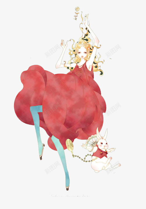 红色水彩花瓣少女psd免抠素材_88icon https://88icon.com 少女 水彩 红色 花瓣