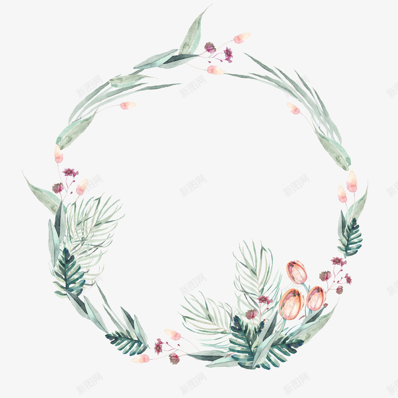 绿色植物装饰圆环png免抠素材_88icon https://88icon.com 免抠图 圆环 效果图 绿叶 绿植 花朵 装饰图 装饰画