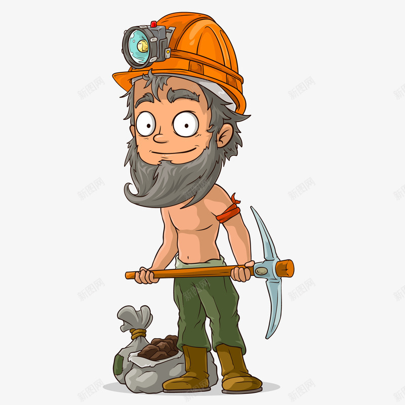 卡通矿工矢量图ai免抠素材_88icon https://88icon.com 创意卡通 卡通 卡通插图 淘金者 矿工 矢量图