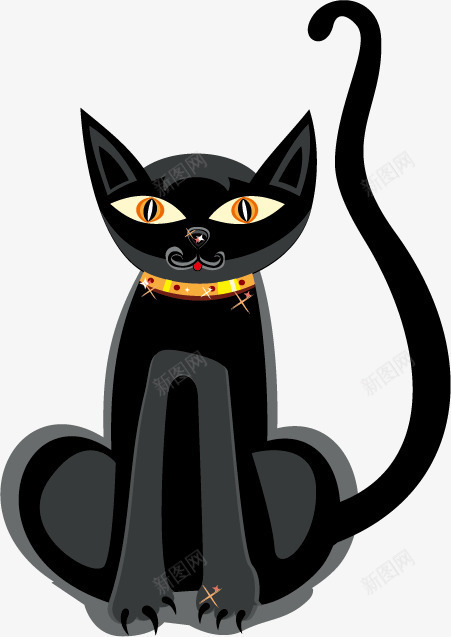 神秘黑猫万圣节装饰图案png免抠素材_88icon https://88icon.com 卡通 文艺 梦幻 神秘