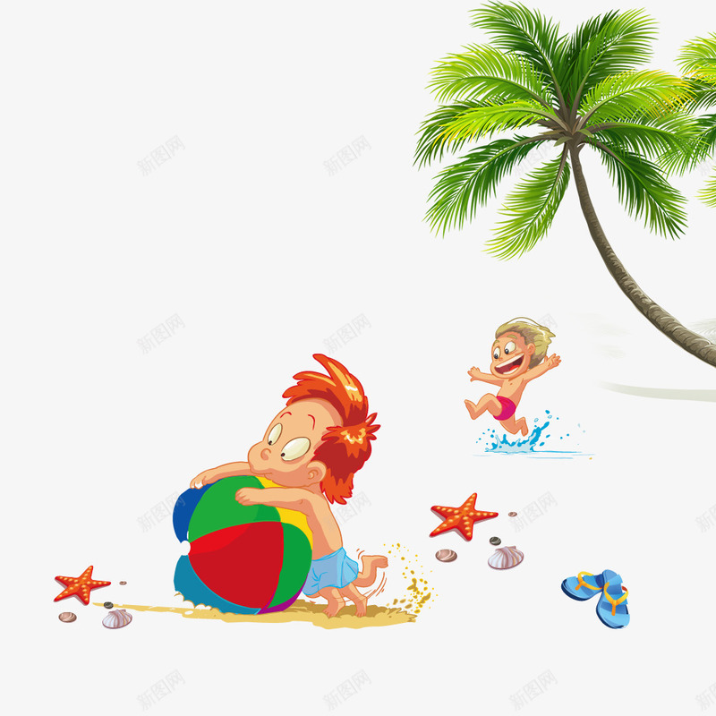 卡通旅游休假剪贴画png免抠素材_88icon https://88icon.com 休假 剪贴画 卡通 夏季 旅游 海星 贝壳