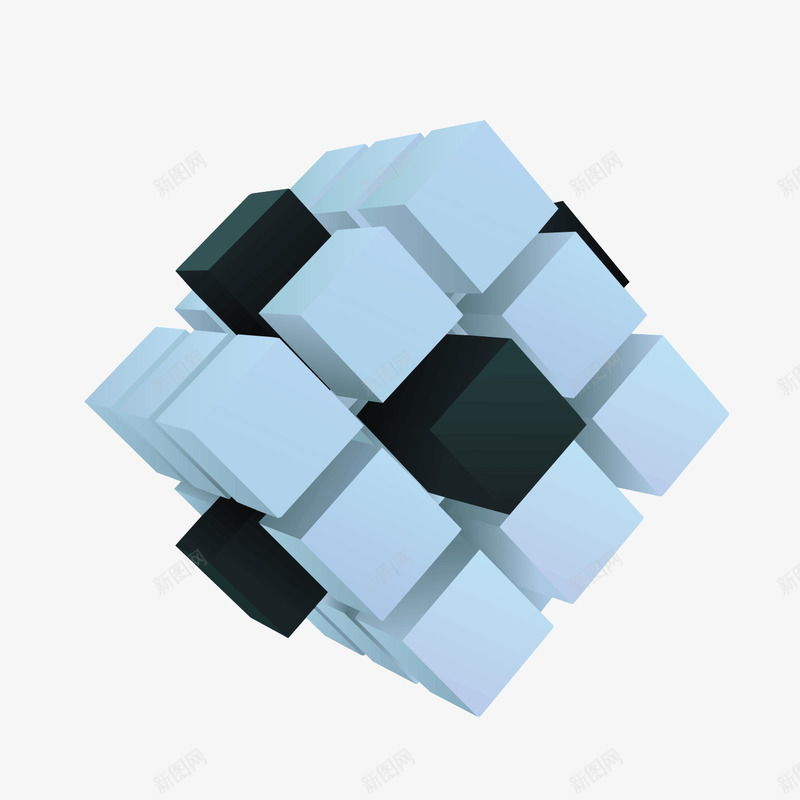 三阶魔方蓝色方块方体png免抠素材_88icon https://88icon.com 三阶 方体 方块 蓝色 魔方