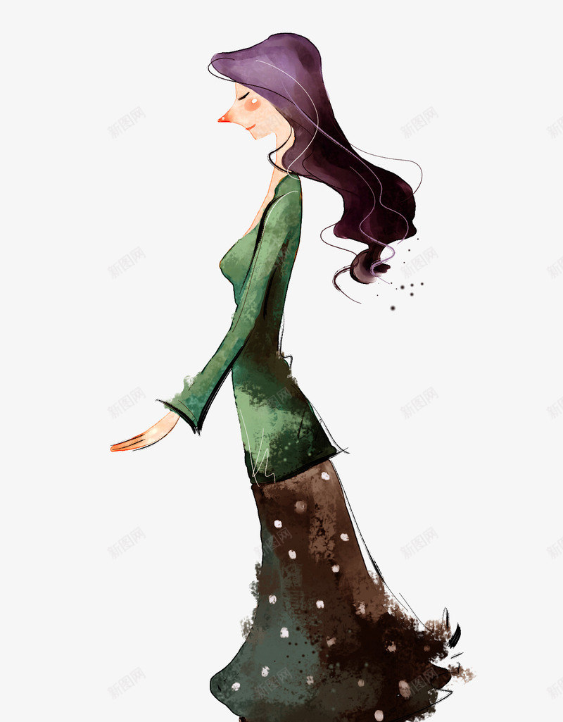 水彩手绘少女矢量图eps免抠素材_88icon https://88icon.com PNG矢量 PNG矢量素材 PNG素材下载 免费下载 小清新 少女 水彩 矢量图
