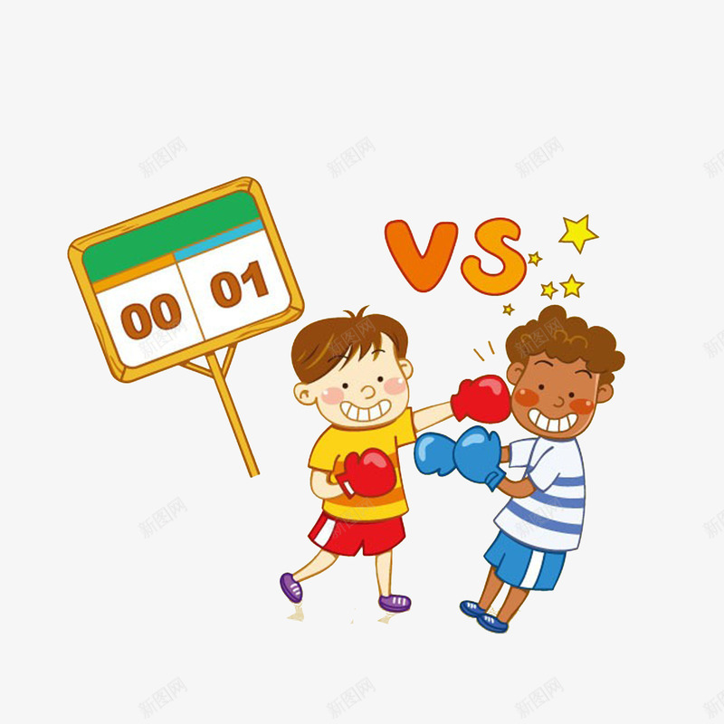 卡通儿童拳击比赛psd免抠素材_88icon https://88icon.com 儿童拳击 卡通插画 散打搏击 男子比赛