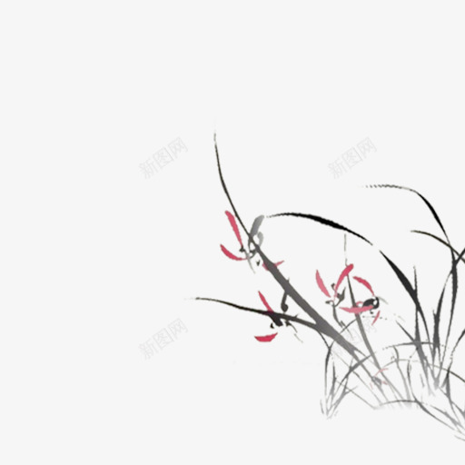 水墨画中国风花草png免抠素材_88icon https://88icon.com 中国风 卡通手绘 水墨画 花草