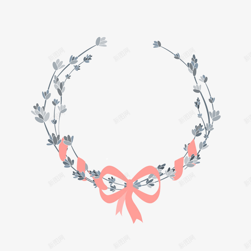蝴蝶结花卉边框psd免抠素材_88icon https://88icon.com 创意花边 叶子 简约边框 花卉 菜单花边 蝴蝶结