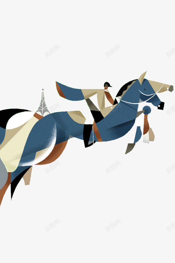 策马奔腾png免抠素材_88icon https://88icon.com 人物 蓝色 马
