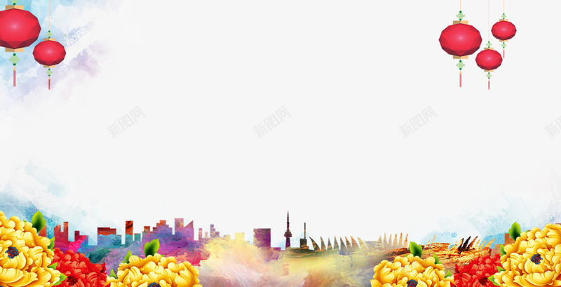 彩色花和城市psd免抠素材_88icon https://88icon.com 2017 2017春节海报 PSD 全家福 喜庆背景 家人 新年 春节 春节元素 春节创意 春节挂历 春节新年 春节海报 灯笼 花