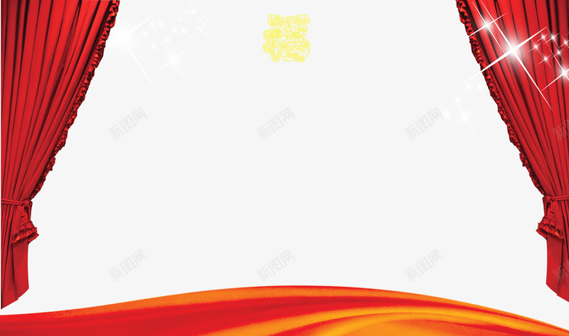 红绸缎带幕布png免抠素材_88icon https://88icon.com 喜庆 幕布 福字 红绸 红色 缎带