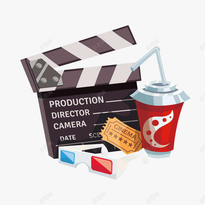 创意可乐眼镜矢量图eps免抠素材_88icon https://88icon.com 免抠图 可乐 好吃 文艺 时尚 电影仪器 电影票 眼镜 矢量图