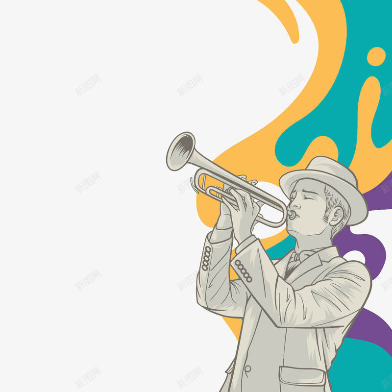 演奏家矢量图ai免抠素材_88icon https://88icon.com 小号 炫彩 男性 装饰 矢量图