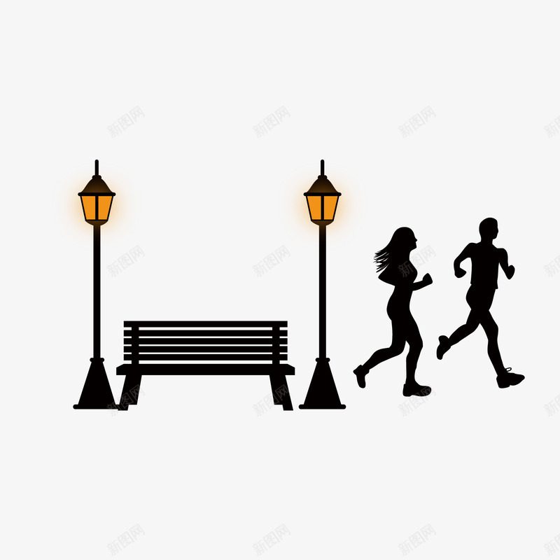 公园跑步的情侣矢量图ai免抠素材_88icon https://88icon.com 公园 情侣 路灯 矢量图