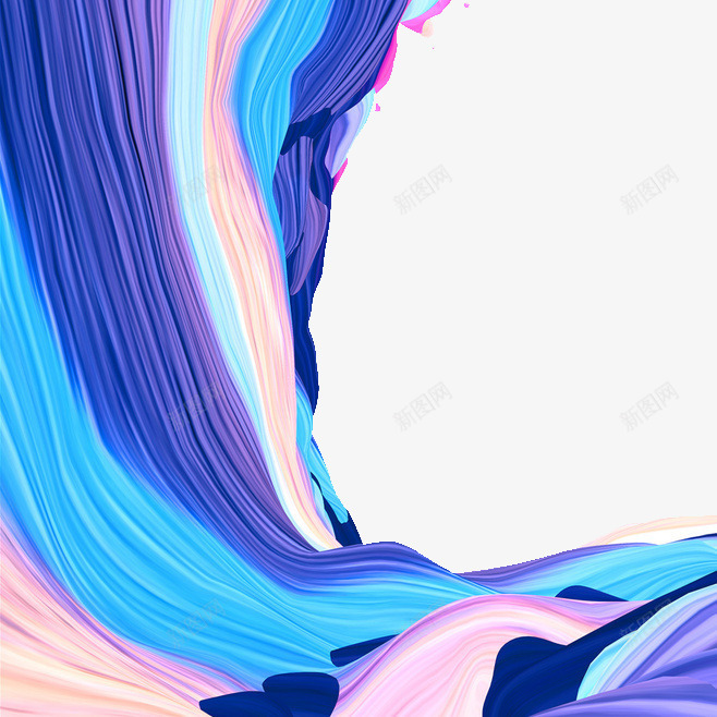 海浪png免抠素材_88icon https://88icon.com 圆形 手绘 浪花 海水 紫蓝色 边框装饰