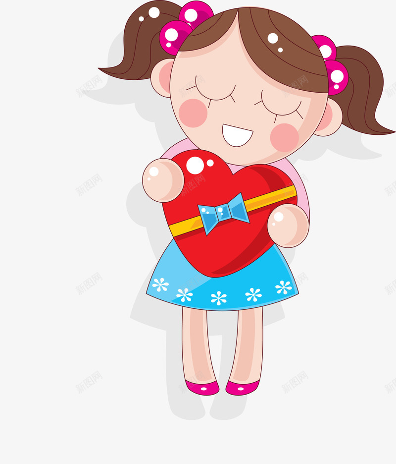 卡通小女生png免抠素材_88icon https://88icon.com 卡通 女孩 小女生 心形 情人节 情人节装饰 浪漫 爱情 红色心形