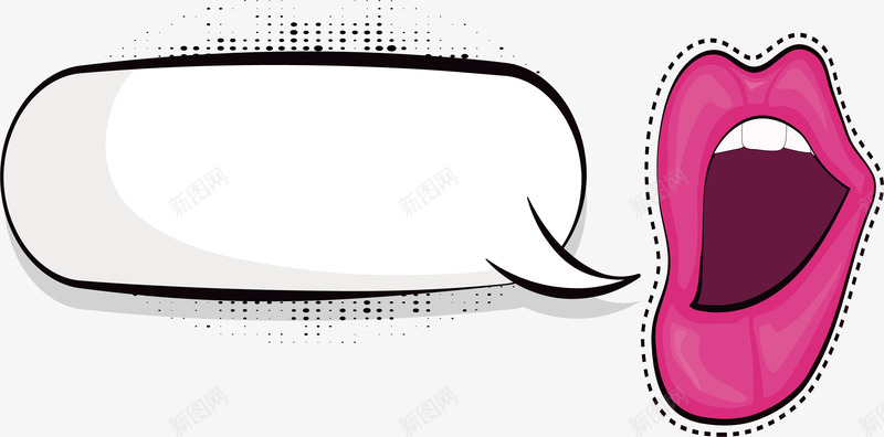 惊讶的张开嘴png免抠素材_88icon https://88icon.com 张开嘴 性感嘴唇 气泡框 矢量素材 粉色嘴唇