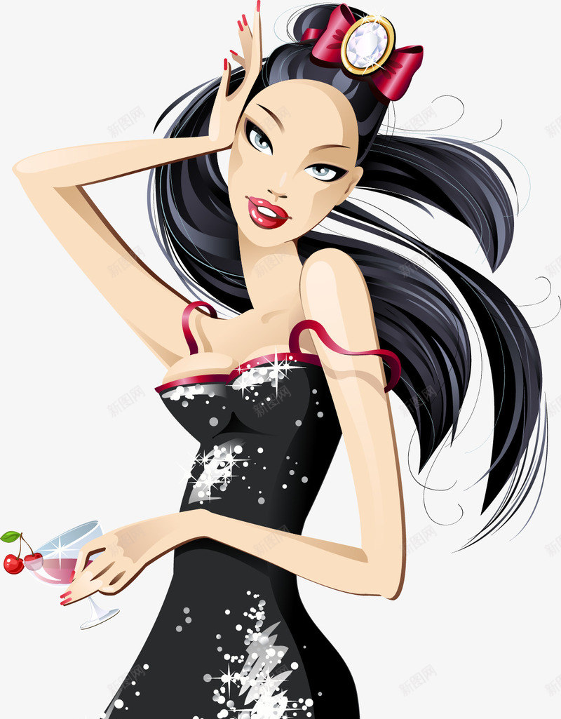 性感美女矢量图ai免抠素材_88icon https://88icon.com 免费矢量下载 性感美女 插画 长发美女 矢量图