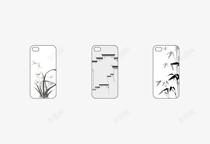 水墨画图案手机壳psd免抠素材_88icon https://88icon.com 保护壳 兰花 商品 手机壳 水墨画 竹子
