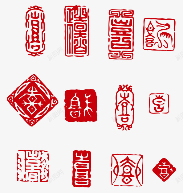 囍字印章png免抠素材_88icon https://88icon.com 中国 传统纹样 剪纸 印 印章 戳印 盖章 矢量素材 福禄喜 窗花 繁体喜字 红色