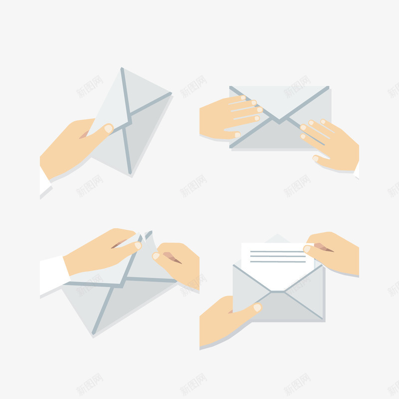 寄信与拆信png免抠素材_88icon https://88icon.com 卡通元素 寄信 手势 打开的信 拆信 拆封