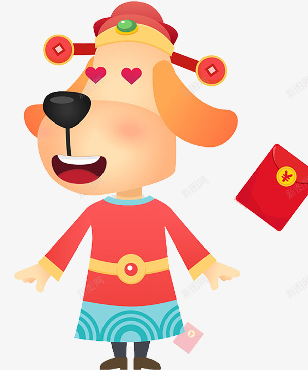 2018狗年财神卡通插画png免抠素材_88icon https://88icon.com 2018 元宝 卡通狗 年画 戊戌年 新年 新年财神 春节 狗年 狗年大吉 财神 送福 门神