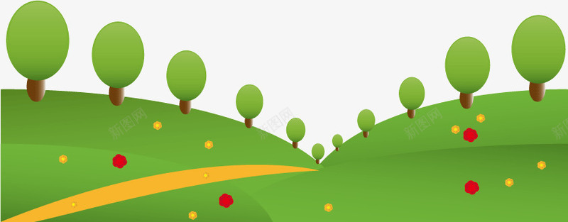卡通草坪树木风景元素png免抠素材_88icon https://88icon.com 卡通山坡 卡通草坪 树木 海报装饰 绿色