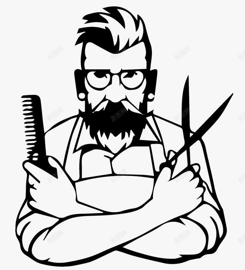 理发店拿剪刀的人png免抠素材_88icon https://88icon.com 人物 剪刀 剪影 线稿理发店 黑白剪刀 黑色