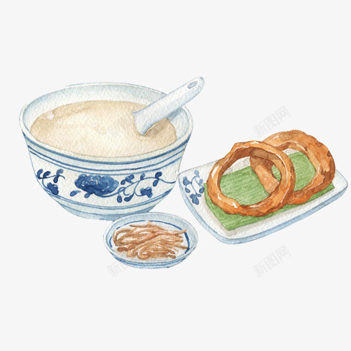 早餐手绘画片png免抠素材_88icon https://88icon.com 咸菜 手绘美食 油条 稀饭