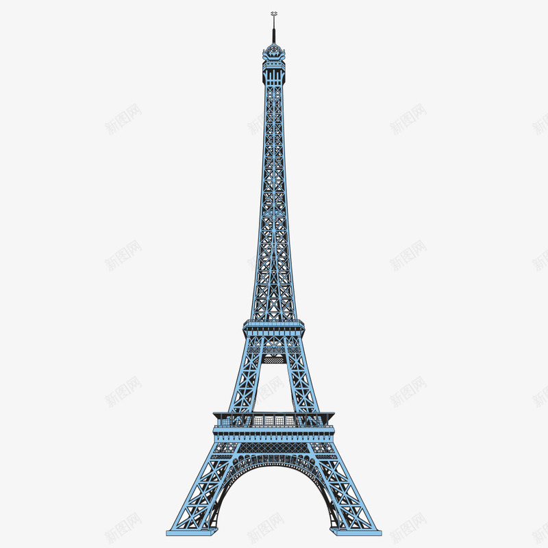 蓝色埃菲尔铁塔png免抠素材_88icon https://88icon.com 卡通 埃菲尔 巴黎 建筑 建筑物 彩色高塔 手绘 结构 艾菲尔铁塔手绘 蓝色 装饰 钢铁 钢铁钢管 铁塔