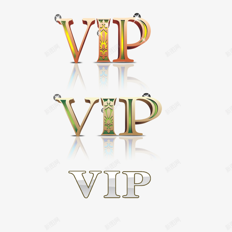 立体VIPpng免抠素材_88icon https://88icon.com 发光 立体 装饰 金色 金色光点
