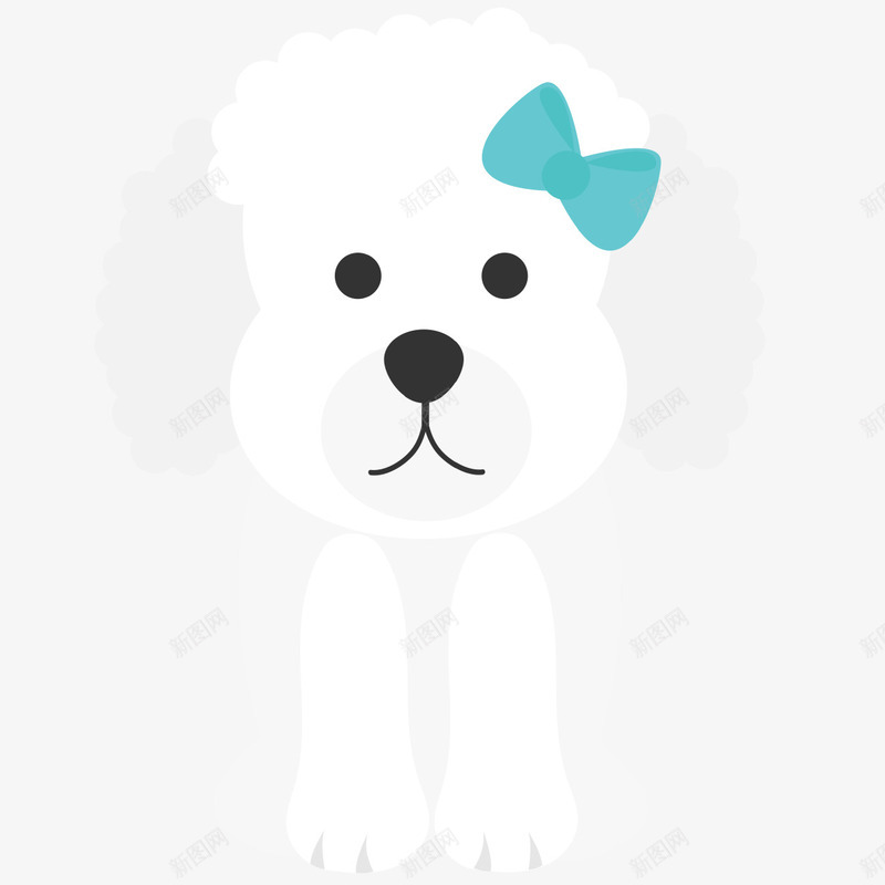 可爱卡通小狗png免抠素材_88icon https://88icon.com 可爱卡通小狗 可爱小狗 戴蓝色蝴蝶结小狗 手绘小狗 白色小狗 简笔画小狗