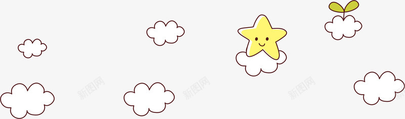 卡通云朵png免抠素材_88icon https://88icon.com AI 云朵 卡通 天空 手绘 插图 插画 星星 白色 线条