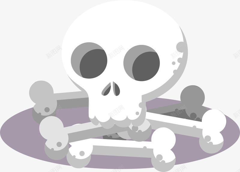 卡通白色骷髅头png免抠素材_88icon https://88icon.com 万圣节 卡通可爱 可爱 头盖骨 白骨 矢量图案 装饰 骷髅头