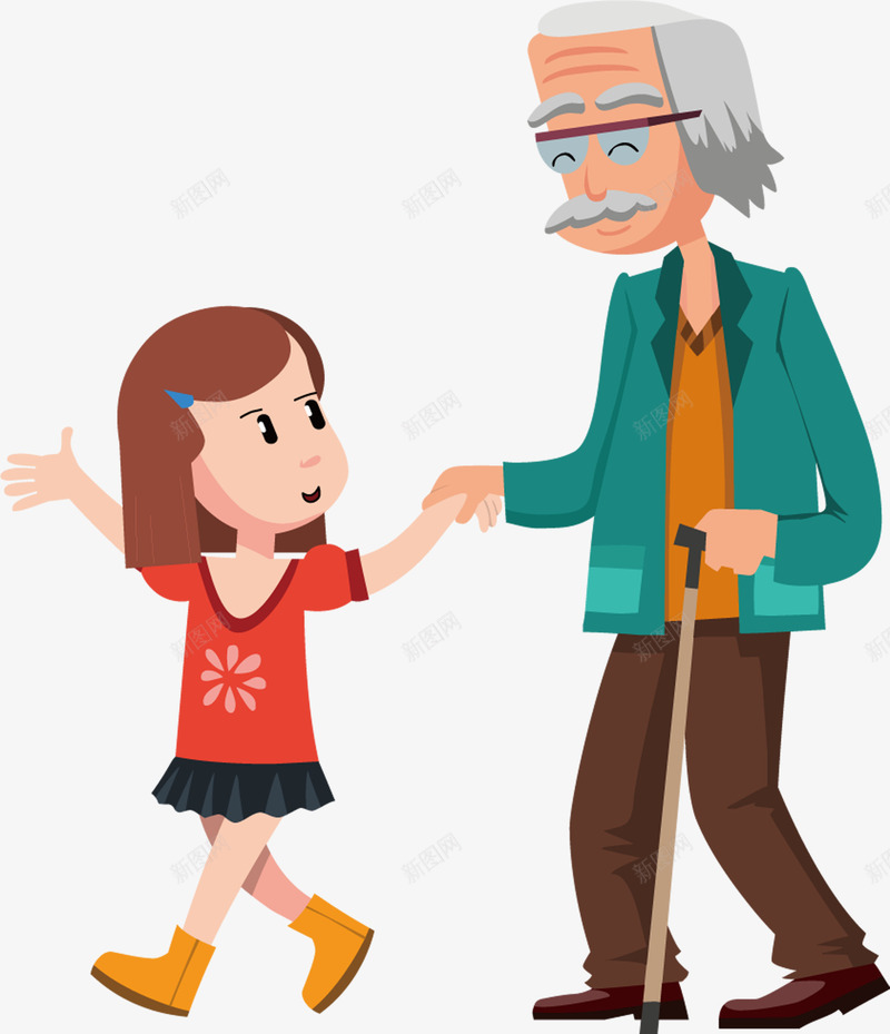 散步的老爷爷png免抠素材_88icon https://88icon.com 孙子陪同 散步 矢量素材 老人 老年人散步