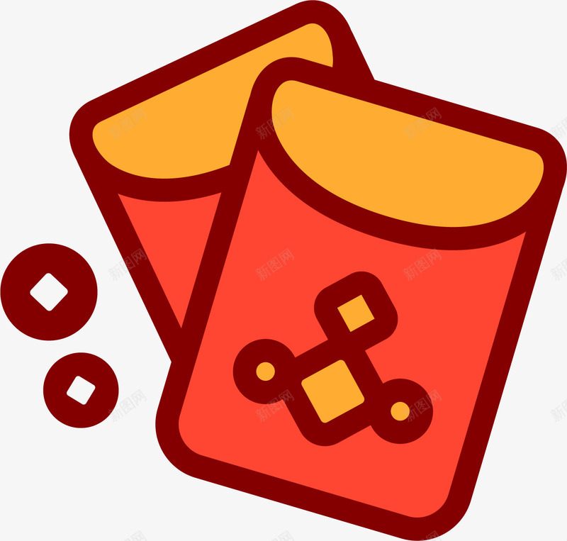 手绘红包元素矢量图eps免抠素材_88icon https://88icon.com 手绘红包 矢量红包 红包 红包元素 矢量图