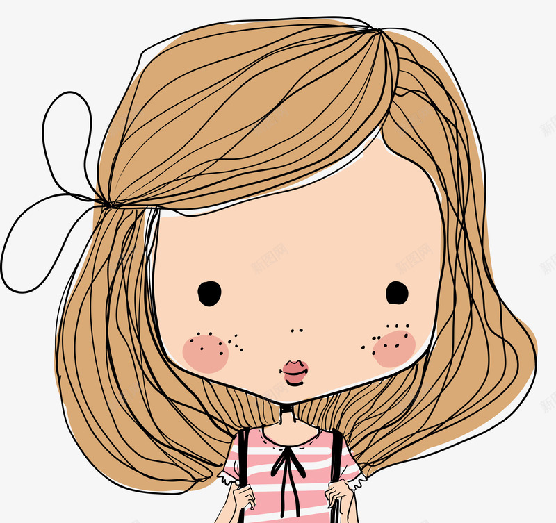 卡通线条少女png免抠素材_88icon https://88icon.com 人物 卡通 可爱 可爱女孩 头像 头发 头发丝 头发发丝 少女 常用头发丝 插画 线条