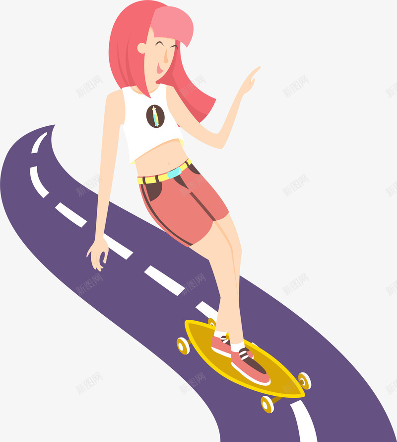 滑板性感女孩矢量图ai免抠素材_88icon https://88icon.com 卡通性感女孩 性感女孩 滑板女孩 矢量图形 矢量性感女孩 矢量滑板 矢量滑板女孩 矢量图