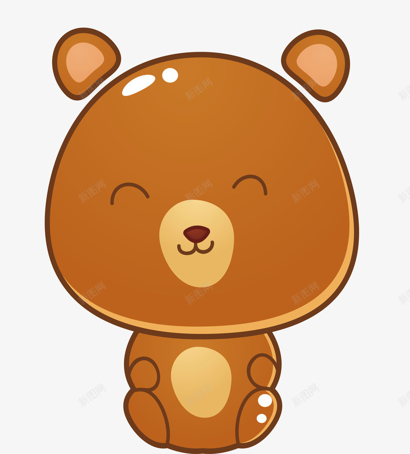卡通可爱微笑小熊矢量图ai免抠素材_88icon https://88icon.com 动物 卡通 可爱 可爱小熊 小熊设计 精美 矢量图