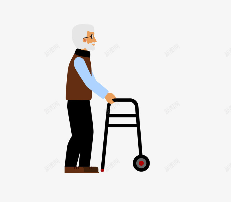 卡通锻炼走路的老人png免抠素材_88icon https://88icon.com 关爱老人 卡通锻炼走路的老人 矢量锻炼走路 锻炼走路
