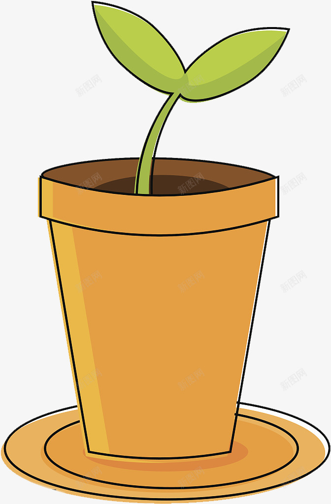 卡通手绘花盆新冒枝芽png免抠素材_88icon https://88icon.com 卡通手绘 卡通花盆 嫩芽 枝芽 生命气息 花盆土壤