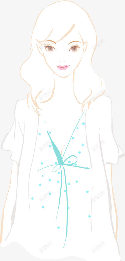 可爱唯美手绘少女安静png免抠素材_88icon https://88icon.com 可爱 安静 少女