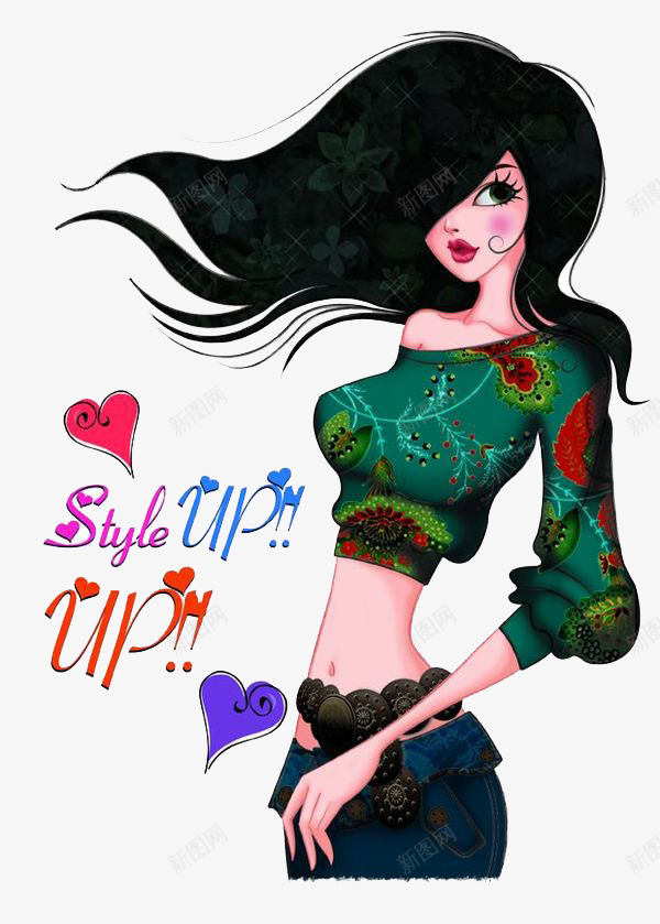 性感黑色长发美女png免抠素材_88icon https://88icon.com 低腰 卡通人物 头发 性感 抛洒 美女