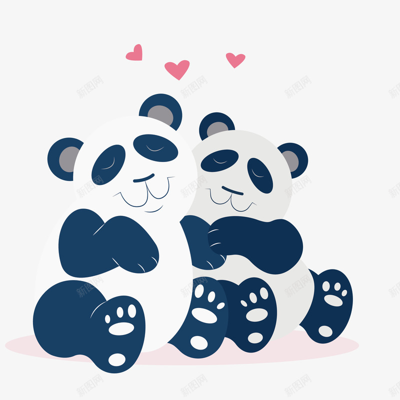 蓝色白色卡通熊猫矢量图eps免抠素材_88icon https://88icon.com 创意 动物 卡通 可爱 图案 小清新 熊猫 爱心 生物 装饰 矢量图