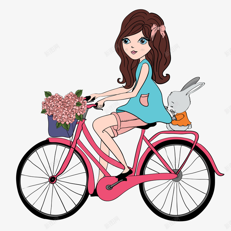单车女孩png免抠素材_88icon https://88icon.com 单车 卡通 少女